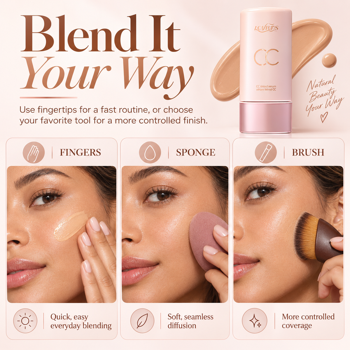 ✨ More Skin, Less Makeup – LOVILDS® CC Tinted Serum for Natural-Looking Coverage