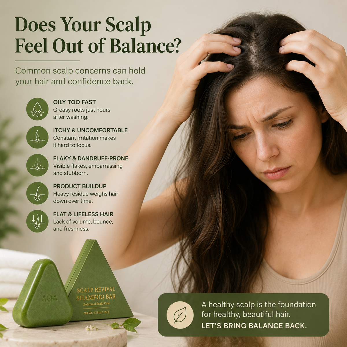AQA® Scalp Renewal Hair Growth Bar – Deep Cleansing Shampoo for Thinning Hair & Healthier-Looking Hair