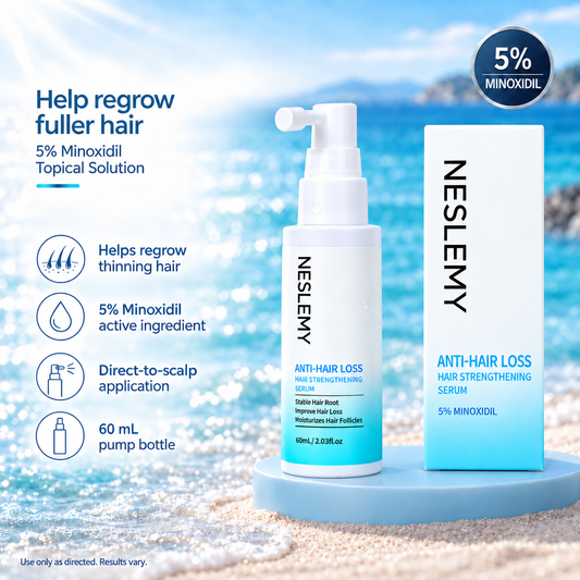 NESLEMY® 5% Minoxidil Hair Regrowth Treatment-Targeted scalp solution for thinning hair and gradual hair loss.
