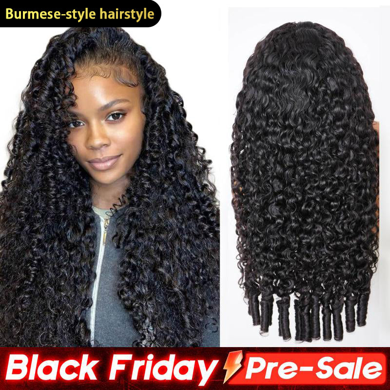 HAIR 220% Density Full Burmese Curly 13x6 Lace Frontal Glueless Wigs Water Wave Virgin Human Hair Wigs Pre Plucked Natural Hairline FallFreshness