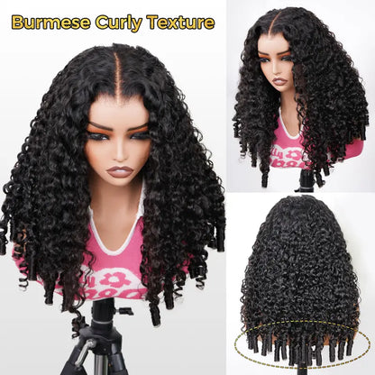 HAIR 220% Density Full Burmese Curly 13x6 Lace Frontal Glueless Wigs Water Wave Virgin Human Hair Wigs Pre Plucked Natural Hairline FallFreshness