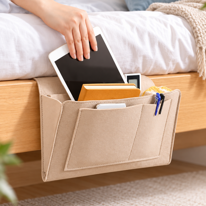 Multi-Pocket Bedside Caddy — Space-Saving Storage, No Tools Needed