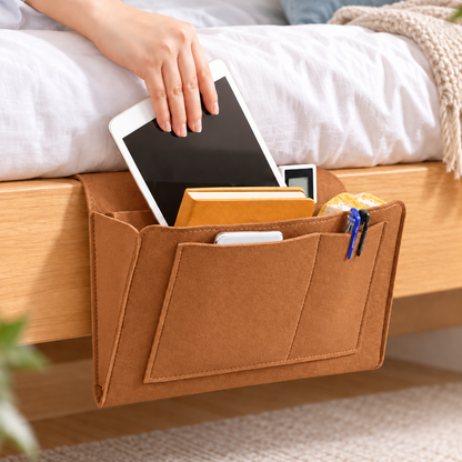 Multi-Pocket Bedside Caddy — Space-Saving Storage, No Tools Needed