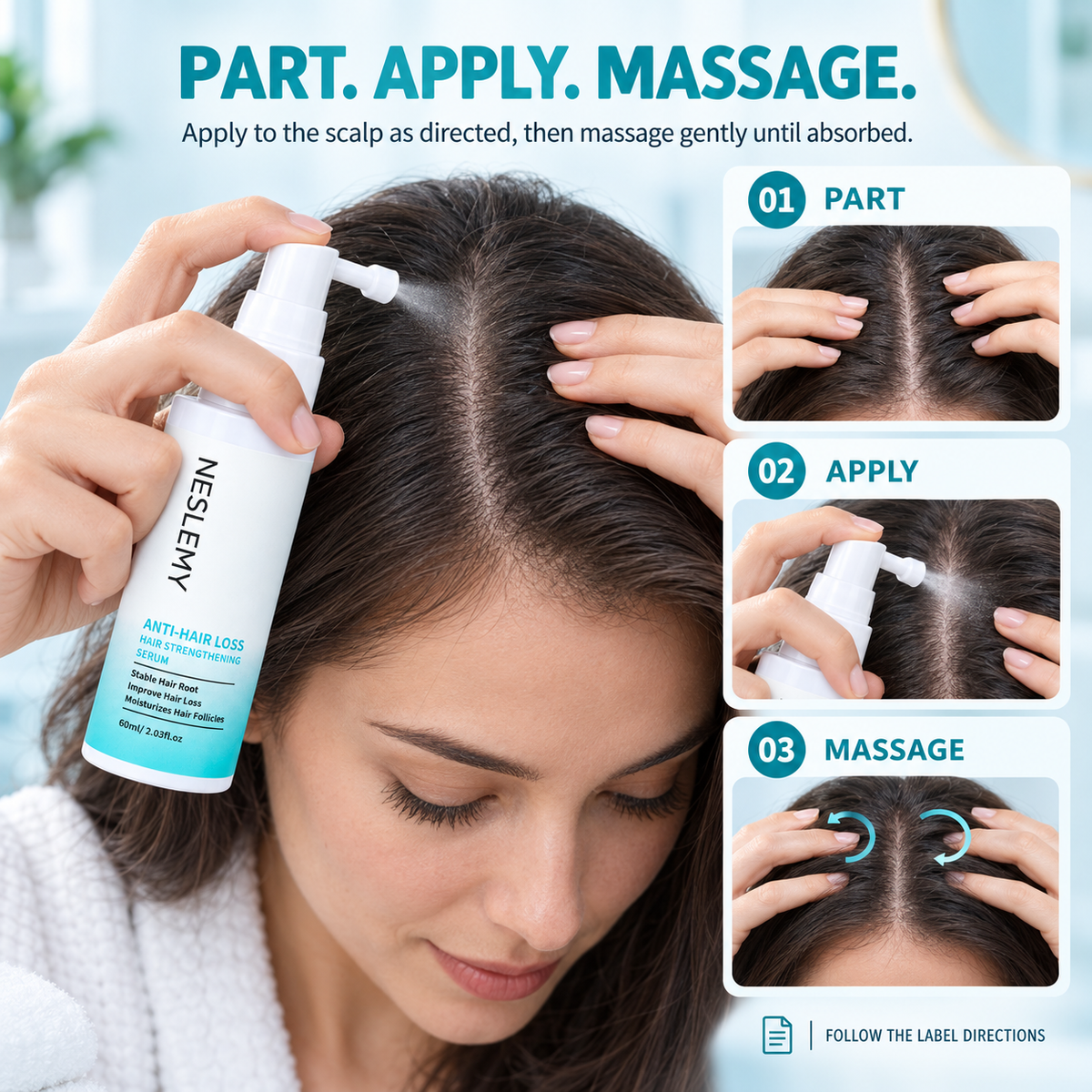 NESLEMY® 5% Minoxidil Hair Regrowth Treatment-Targeted scalp solution for thinning hair and gradual hair loss.